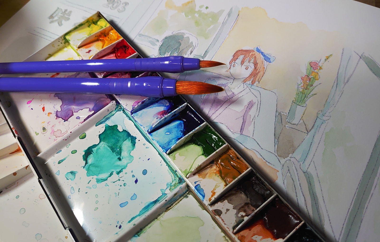 夜に桔梗を』の動画用イラスト制作2（水彩画編） | 選挙に行こう